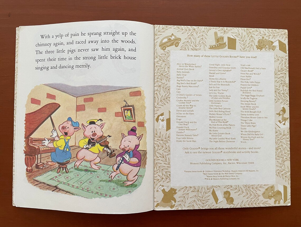 Walt Disneys the Three Little Pigs Little Golden Book | Etsy