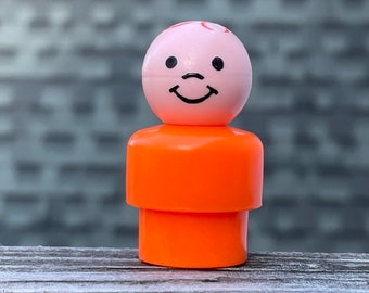 Vintage Fisher Price Little People Orange Body Boy with Red Heat-Stamped Hair- Little Boy Figurine - Fisher Price FPLP Kid