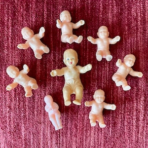 Lot of 8 Midcentury Dollhouse Babies - Miniature Baby Dolls - Dollhouse Collectibles - 1950s Toys - Dollhouse Baby Lot - Tiny Baby Dolls