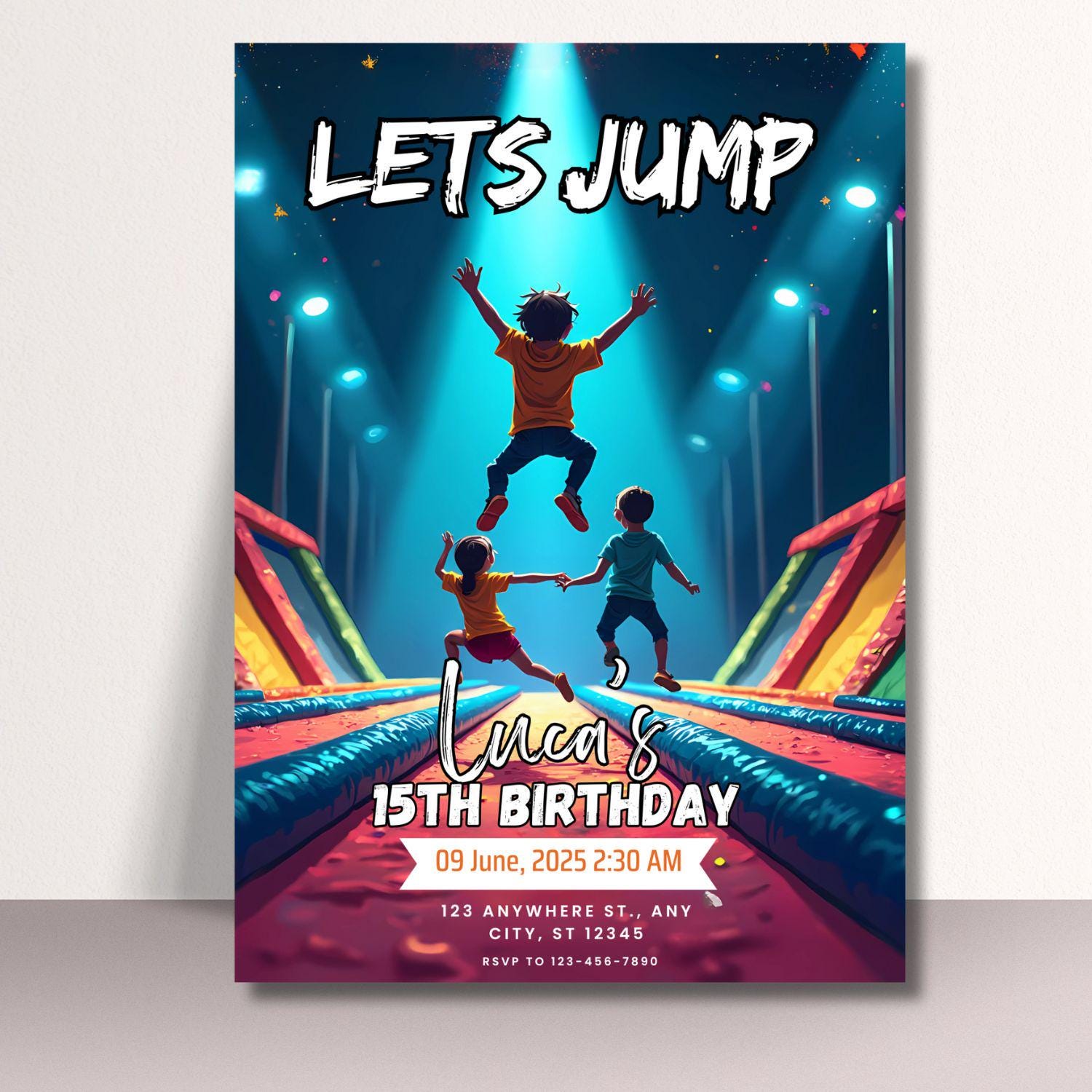 Trampoline Park Birthday Invitationnull