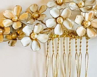Blush and White Flower Hair Comb | Bridal Hair Comb | Spring Summer Wedding | Garden Wedding | Modern wedding | Bridesmaid Gift 48
