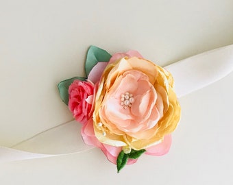 Spring and Summer Flowers Cluster Handmade |Pastel flowers | Baby Girl dress belt | Photo shoot