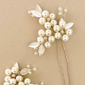 Lakshmi - 2 Bridal Hair Pins | Bridesmaid hair pins | Pearl Hair Pins | Silver Hair Pins | Gold Pins Dramatic Hair Pins -26