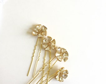 Four Rhinestone Hair Pins   | Crystal and gold Hairpins | Bridal Hair Pins | Bridesmaid hairpins | Party Hair pins 43