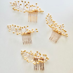 Mandira Leaf Hair Comb, Pearl Hair Comb, botanical wedding, Modern bride 13 image 3