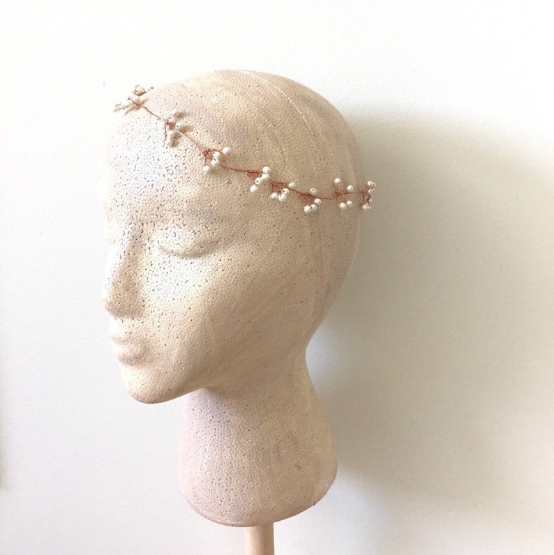 Gold Hair Vine Copper Pearl Hair Vine Bridal Hair vine Rose Gold Hair vine Bridesmaid Gift Menaka