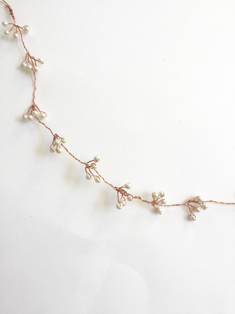 Gold Hair Vine Copper Pearl Hair Vine Bridal Hair vine Rose Gold Hair vine Bridesmaid Gift Menaka