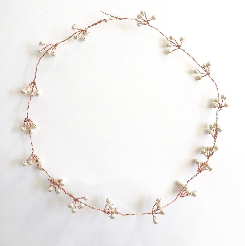 Gold Hair Vine Copper Pearl Hair Vine Bridal Hair vine Rose Gold Hair vine Bridesmaid Gift Menaka