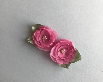 Pink berry flowers hair clips | little flower clips for girls | birthday gift