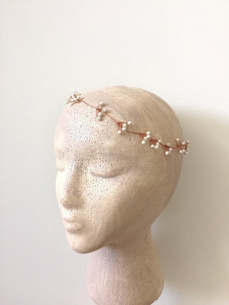 Gold Hair Vine Copper Pearl Hair Vine Bridal Hair vine Rose Gold Hair vine Bridesmaid Gift Menaka