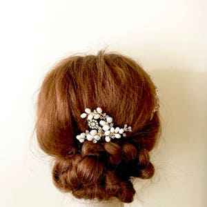 SALE Rukhmini Pearl Hair Comb Bridal Hair Comb Crystal Hair Comb 09 image 1