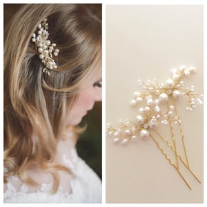 Mohini Bridal hair pin, Pearl Hair pin, Gold pin -25
