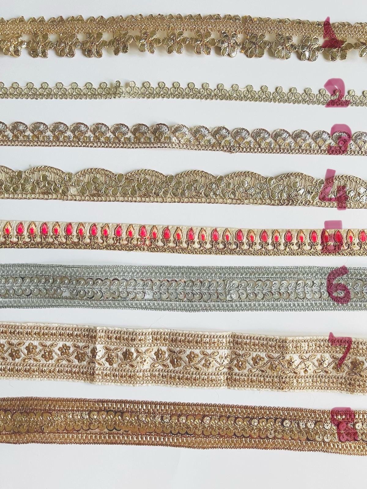 Golden Chords embroidered Laces and Trims | Rose Gold | Golden | Silver color | Gota lace