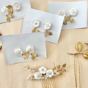Mother of Pearl Earrings | Pearl and gold Earrings | Bridesmaid gift | Birthday Gift - E03
