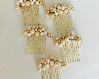 Pearl bobble hair comb -  Cream and Ivory pearls | Bridal hair comb | Bridesmaid gifts | bubble hair comb | Modern wedding - 37