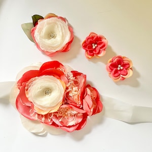Coral Belt | Dress sash | Bridal sash | Lace belt | Photo-shoot FB18
