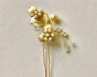 Gold and pearls Bridal hair Pin | Unique vintage style - 17