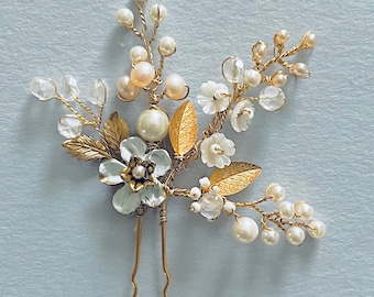 Mother of pearls Bridal Hair Pin | Delicate Hair Pin | Pearl hair pin | one of a kind - 29