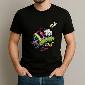 T-shirt Street Art Unisex -TS81/N- Grafica Colorata con Graffiti, T-shirt oversize, Maglietta Oversize, T-shirt Urban, Maglietta Artistica