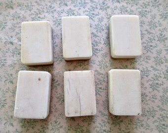 6 antique Mah Jongg bone and bamboo tiles - 1920s, Chinese, ancient game, Asian, jewelry making, blank tiles, soaps