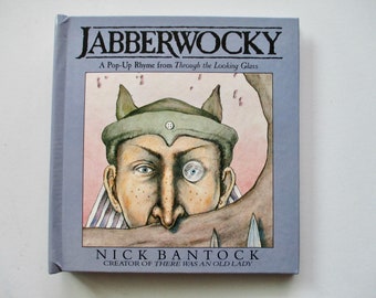 90s The Jabberwocky Pop Up Book - Through The Looking Glass poem, Lewis Carroll, Bantock, vintage hardcover book
