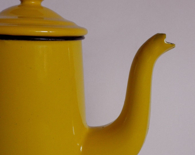 Vintage Yellow ENAMELWARE COFFEE POT Made in Poland Etsy