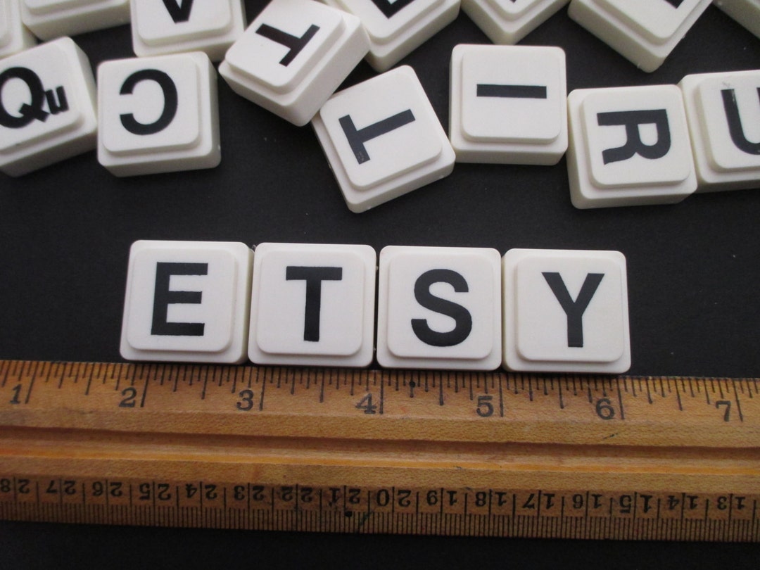 Large Plastic Letter Tiles 63 Pieces Upwords, Black, White, Game