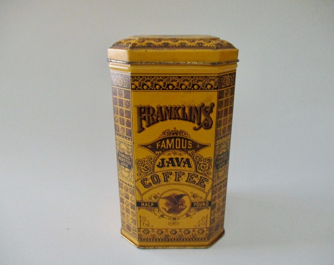 Vintage COFFEE TIN Franklin's Famous Java Coffee, Made in England