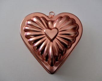 copper colored aluminum HEART mold - 2.75 cup, Jello, heart cake pan