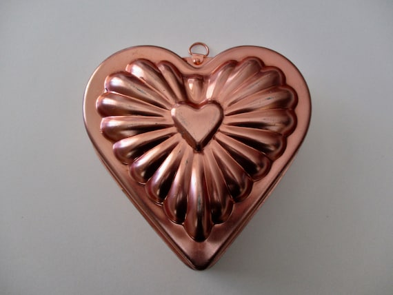 Copper Colored Aluminum HEART Mold 2.75 Cup, Jello, Heart Cake Pan 