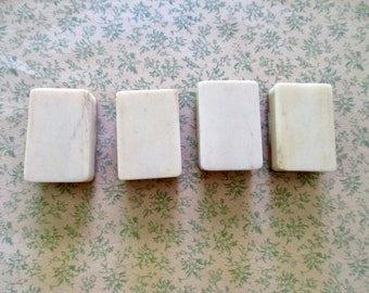 4 antique Mah Jongg bone and bamboo tiles - Chinese, ancient game, Asian, jewelry making, blank tiles, soaps, vintage