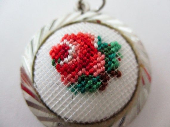 petit point needlepoint pendant - made in Vienna,… - image 2