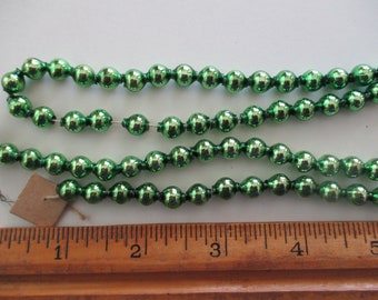 108" of vintage MERCURY GLASS BEAD garland - 9 ft, Japan, 5/16" beads, green