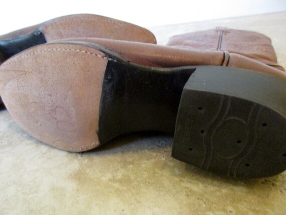 Vintage Tony Lama Leather Cowboy Boots- brown, me… - image 4