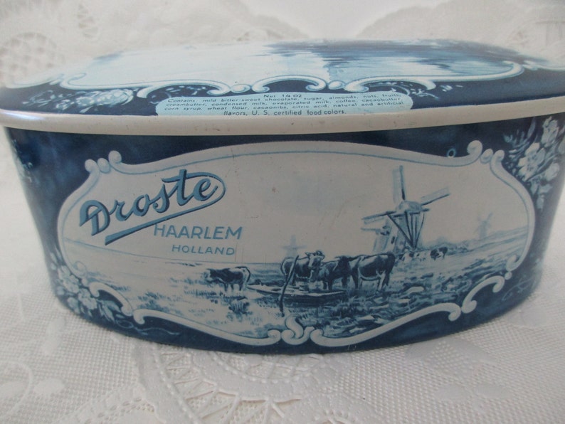 Droste vintage blue oval DECORATIVE TIN made in Holland