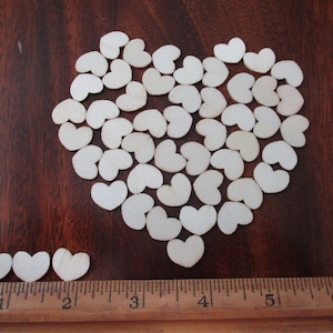 50 tiny wooden hearts  - 12mm x 15mm, wood, rustic, scatter hearts