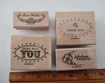 RUBBER STAMPS Stampin' Up 4 stamps- Oval All, messages, thank you, best wishes, fabulous friend