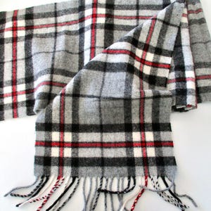 vintage Frangi wool scarf: made in Scotland, pure new wool, fringed, plaid