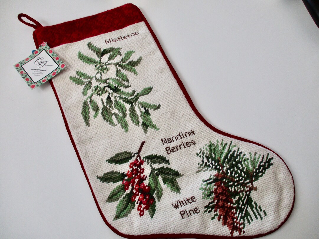 Williamsburg Needlepoint Christmas Stocking With Floral Design Etsy
