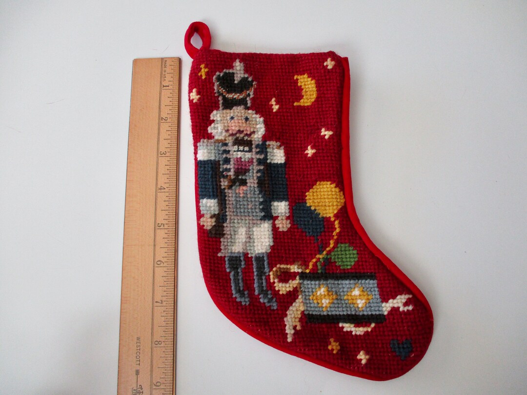 Small Needlepoint CHRISTMAS STOCKING Nutcracker Under the Etsy