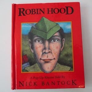 small 90s Robin Hood pop up book - poem, rhyme, Nick Bantock, vintage hardcover book