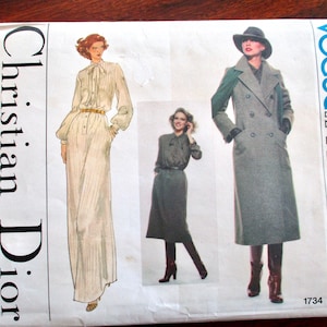 Vogue uncut Pattern 1734: size 10, French Couture, designer, Christian Dior, double breasted coat, dress, Paris Original