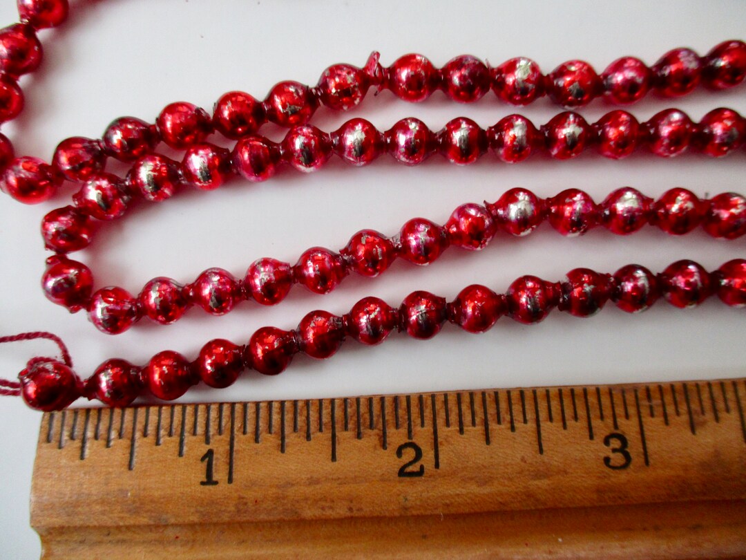 56 Vintage MERCURY GLASS BEAD Garland 4 Ft Japan Etsy