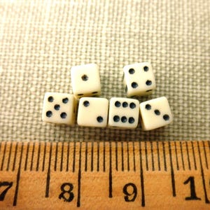 6 tiny dice: game replacement, ivory colored, 5mm, miniature dice, dollhouse, mini