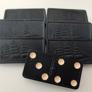 7 vintage sailing ship dominoes - wood, 7 pieces, game pieces, tiles