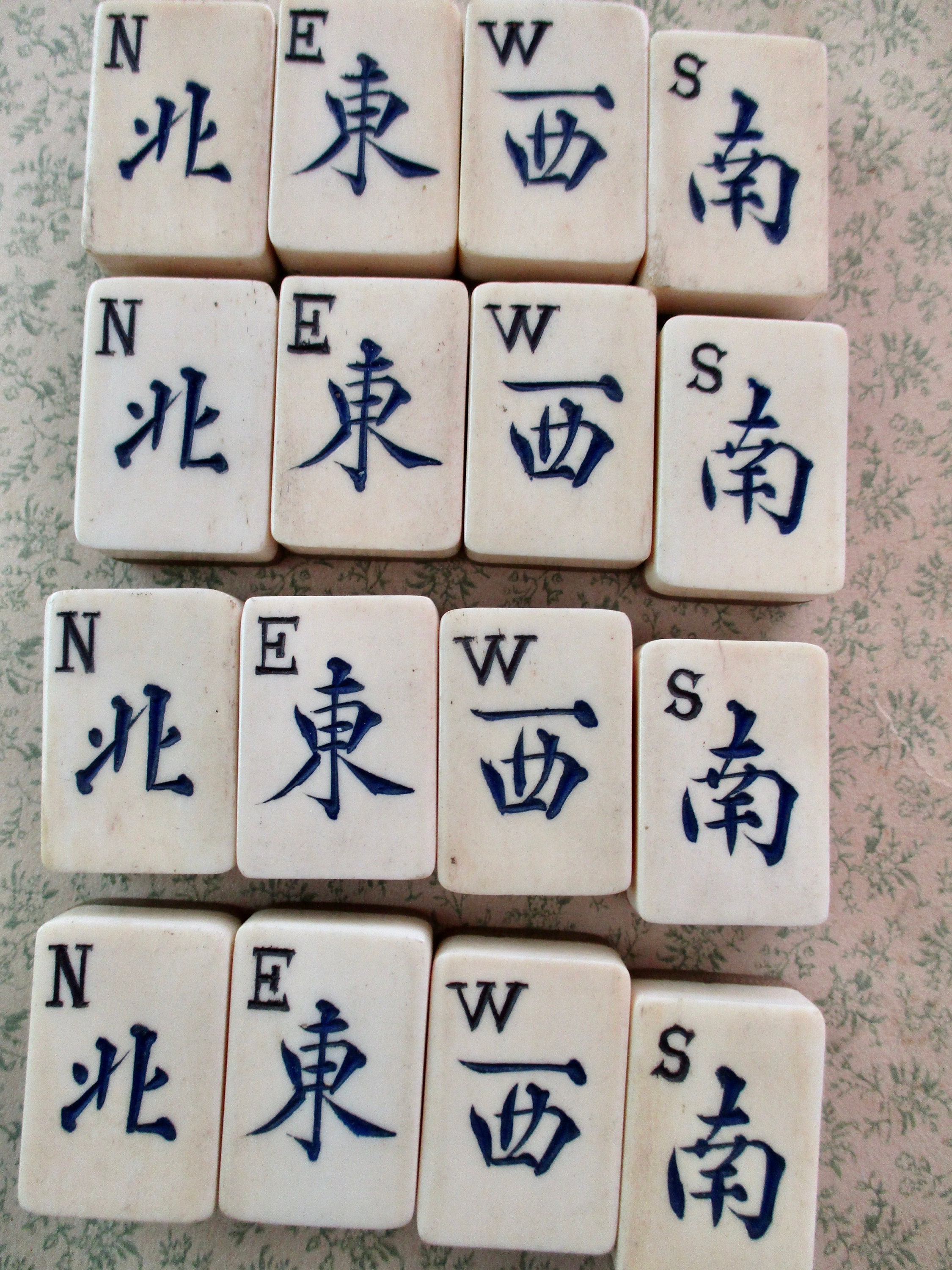 Vintage Mahjong Tiles Lot of 15 mah jong bamboo north west east south