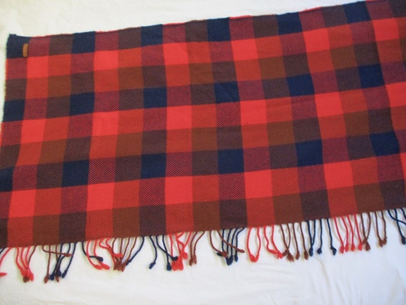 COACH plaid scarf- shawl, wool blend, fringed, vi… - image 4