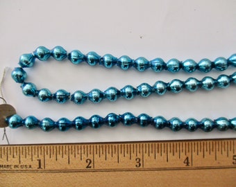 93" of vintage aqua blue MERCURY GLASS BEAD garland - 7+ ft, Japan, 1/4in beads