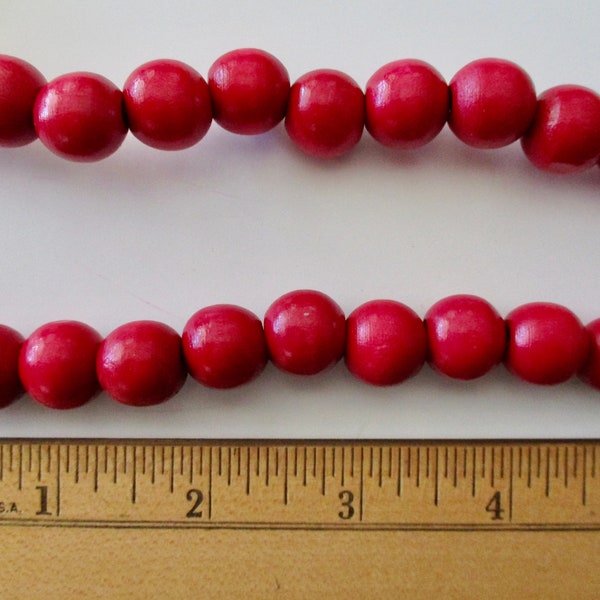 12 ft red wood BEAD garland - vintage, wooden, primitive, farmhouse, 12'