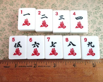 Mah Jongg Tiles: crack tiles 1-9, Chinese, Asian, plastic